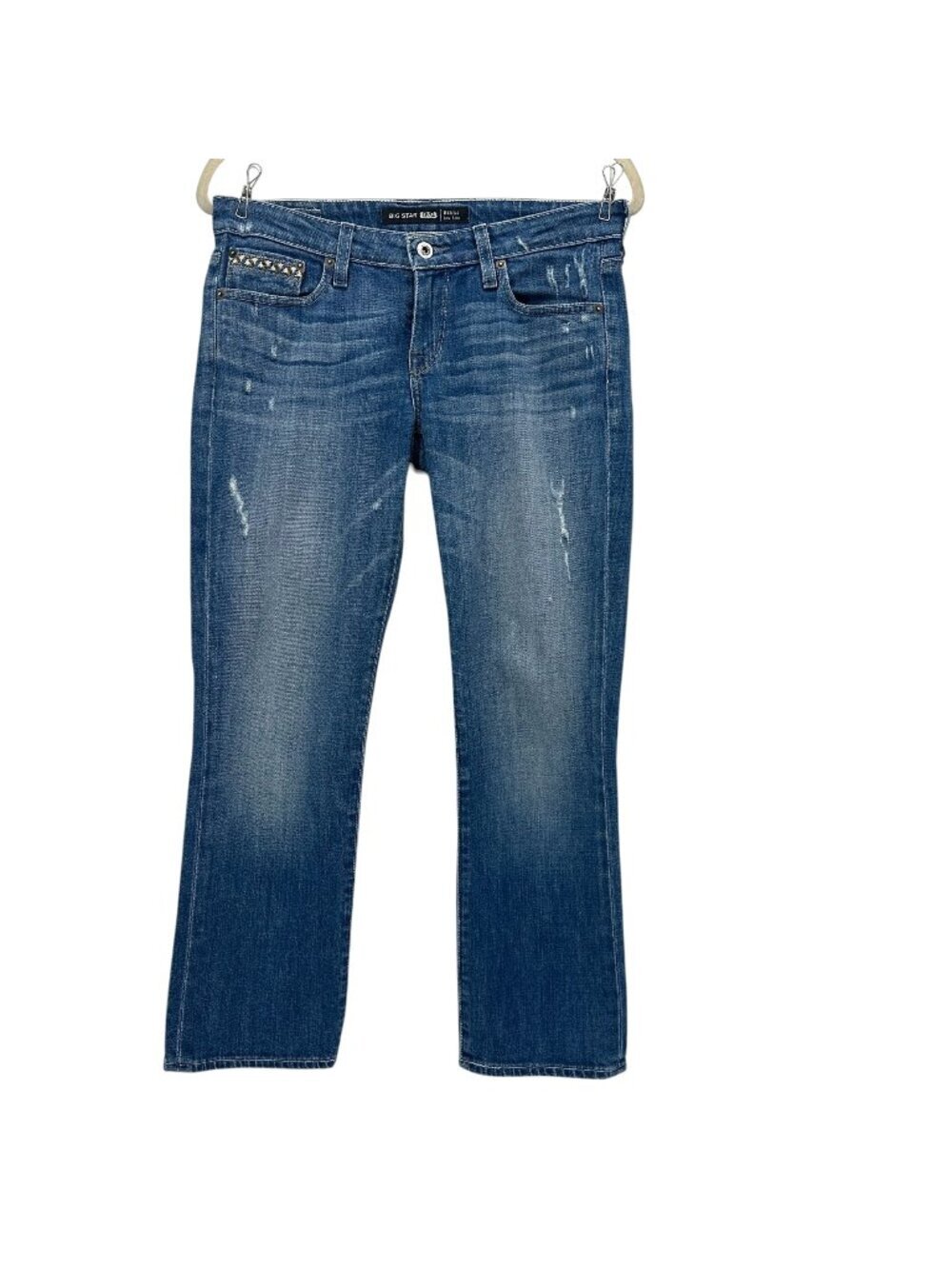 Big Star Womens 27 Jeans Rikki Low Rise Crop Embroidered Straight Leg Distressed